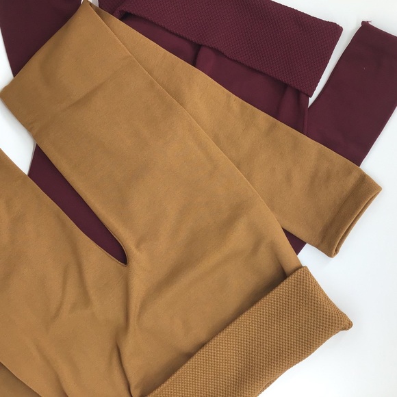 FLEECE LINED TUMMY CONTROL TIGHTS — COFFEE - Picture 3 of 3